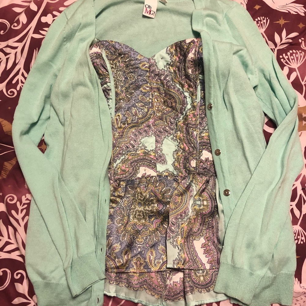 Baby Phat paisley strapless peplum top & cardigan